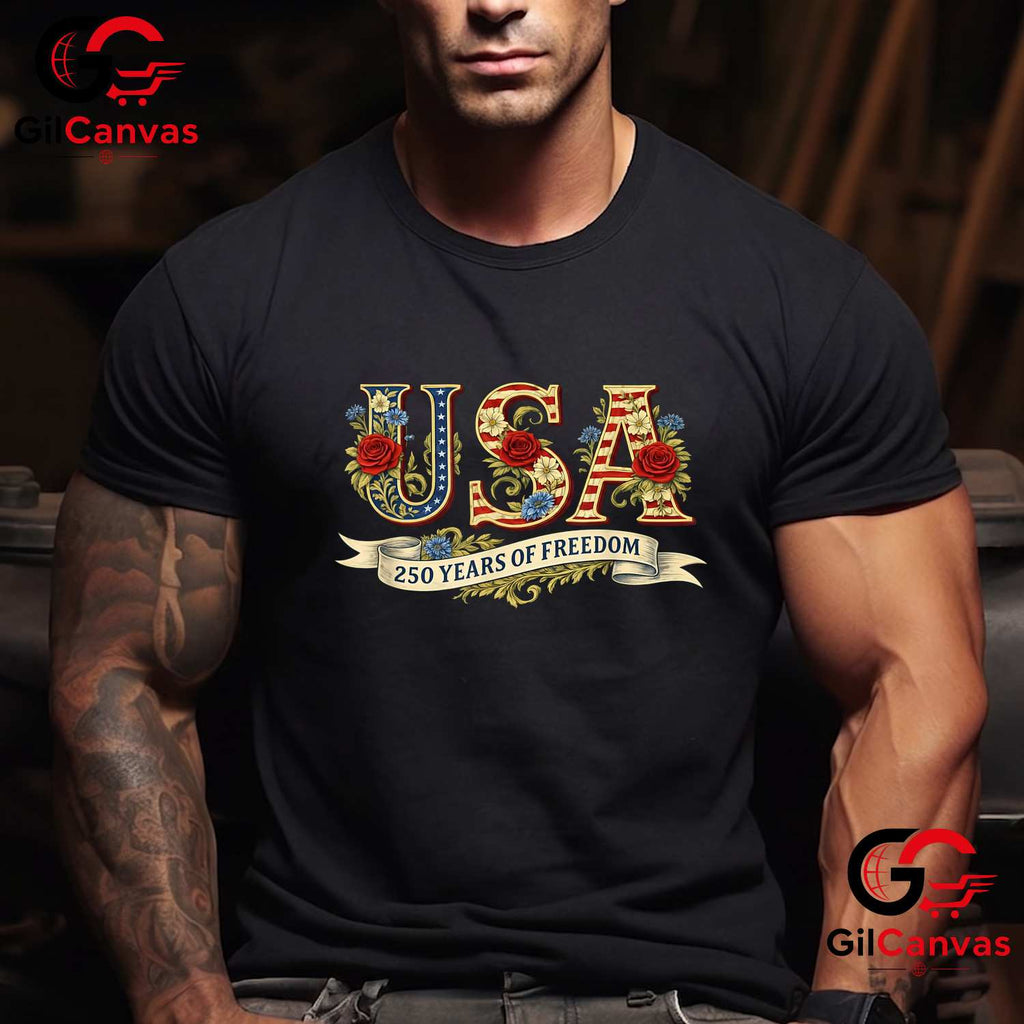 Vintage USA America 250 Years 1776-2026 250th Birthday Unisex Adult Graphic T-Shirt