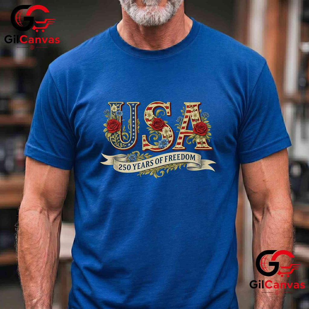 Vintage USA America 250 Years 1776-2026 250th Birthday Unisex Adult Graphic T-Shirt