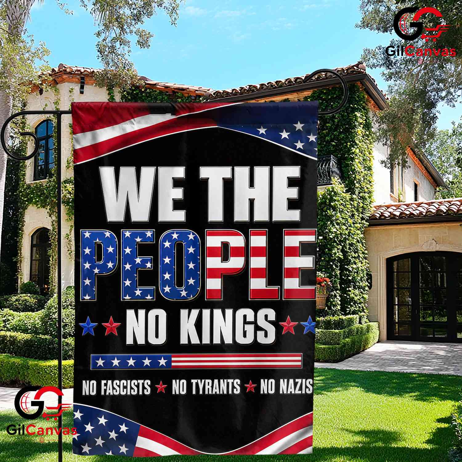 We The People No Kings Patriotic Historical Yard Sign Banner Garden Flag