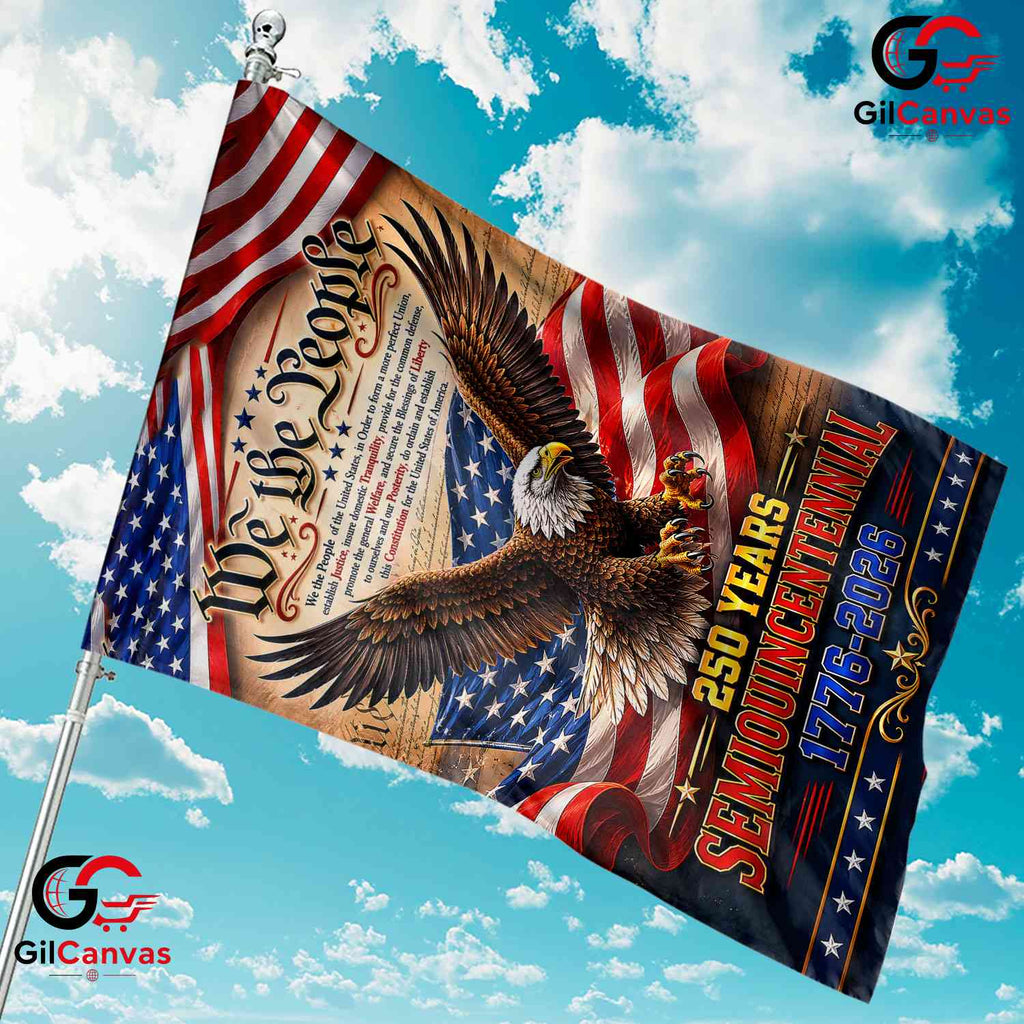 We The People Vintage Constitution Eagle 250 Years Semiquincentennial Garden Flag