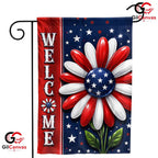Welcome Patriotic Flower 250th Garden Flag Semiquincentennial Yard Decor Banner