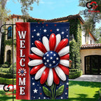 Welcome Patriotic Flower 250th Garden Flag Semiquincentennial Yard Decor Banner
